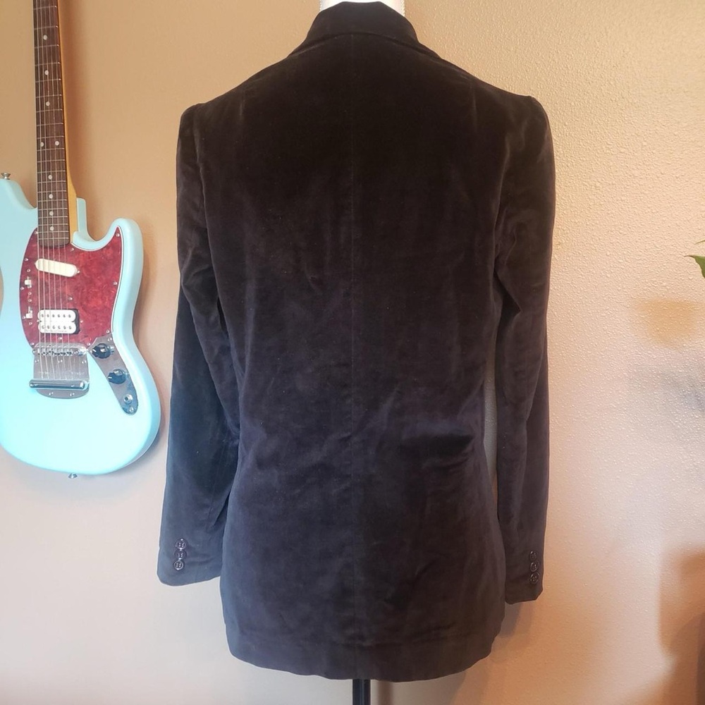 Women's College Town Vintage Brown Velvet Blazer - Picture 2 of 5